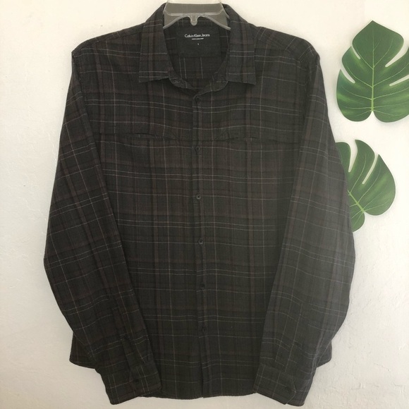Calvin Klein Jeans Other - Calvin Klein Maroon/black Flannel Button Down L